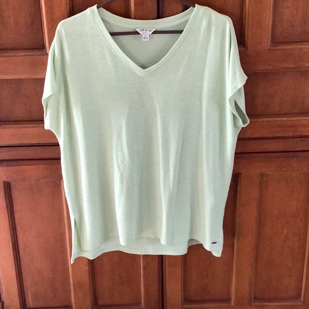 Green V-Neck Women's Top